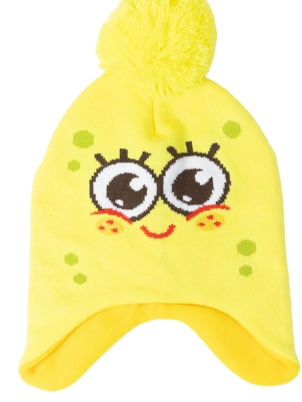 BRAND NEW Yellow Cartoon TODDLER Face Pom Beanie with Matching Gloves